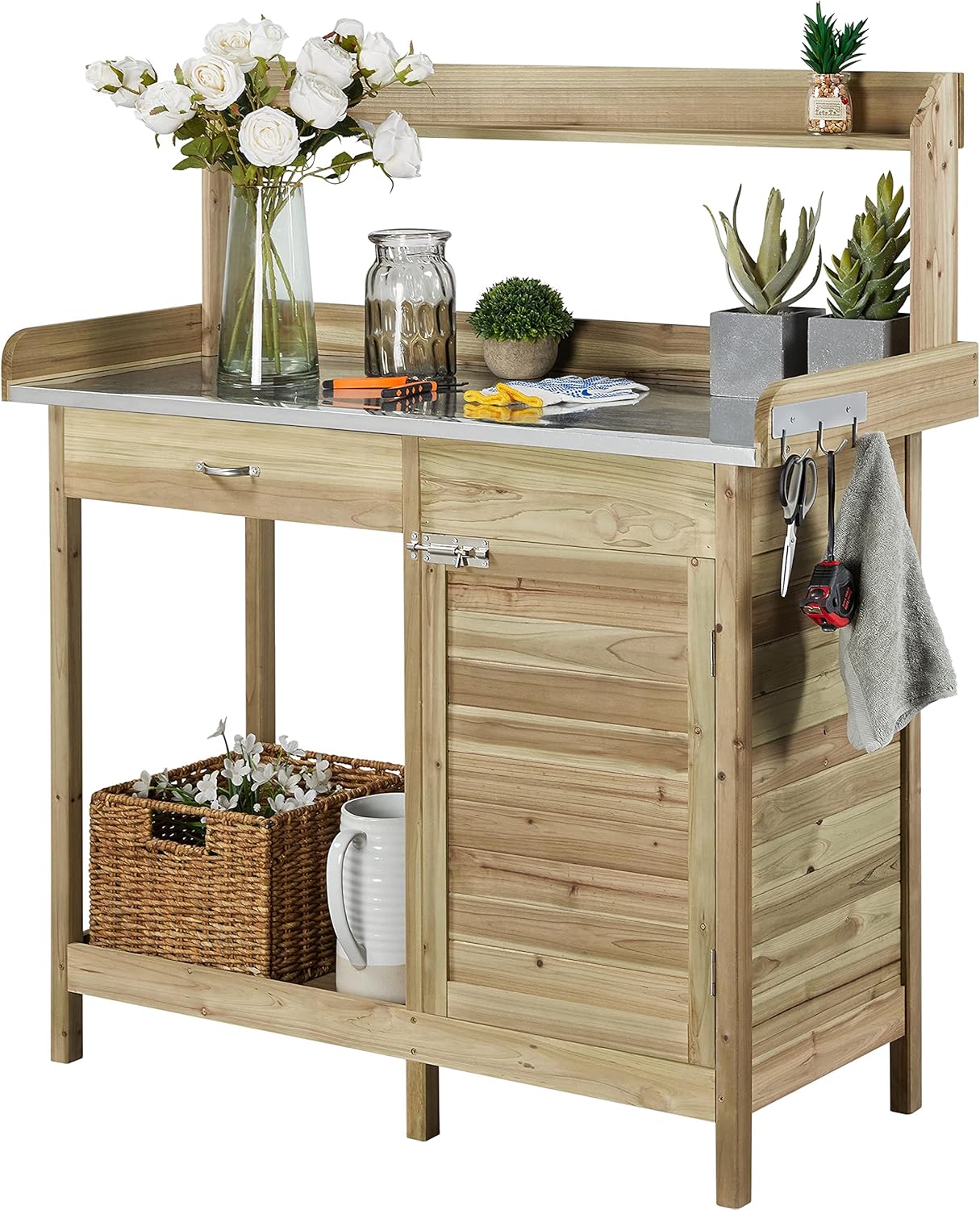 Woodworking Work Table - Outdoor Potting Bench Table, Garden Work