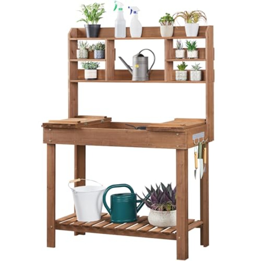Woodworking Work Table - Potting Bench Table for Horticulture Germination:
