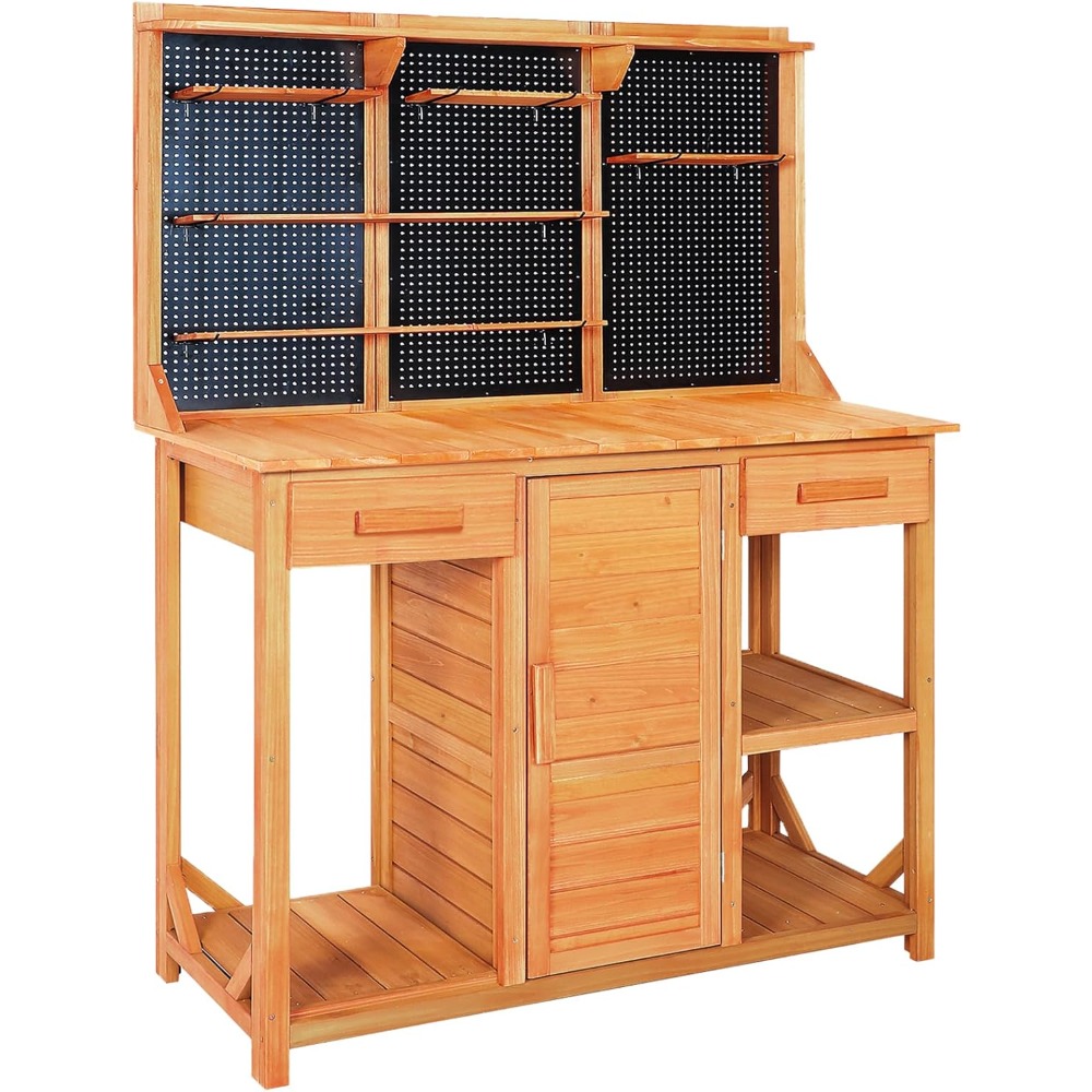 Woodworking Work Table - Outdoor Potting Bench,Wooden Potting Table with