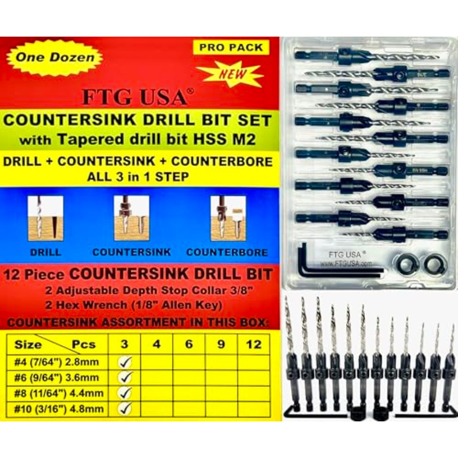 Countersink Drill Bit Set # 7/ - Woodworking Drill incelemesi ve fiyatı