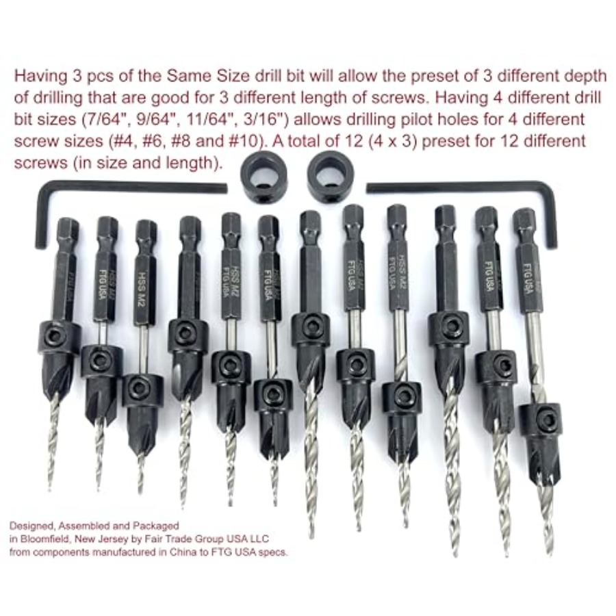 Countersink Drill Bit Set # 7/ - Woodworking Drill incelemesi ve fiyatı