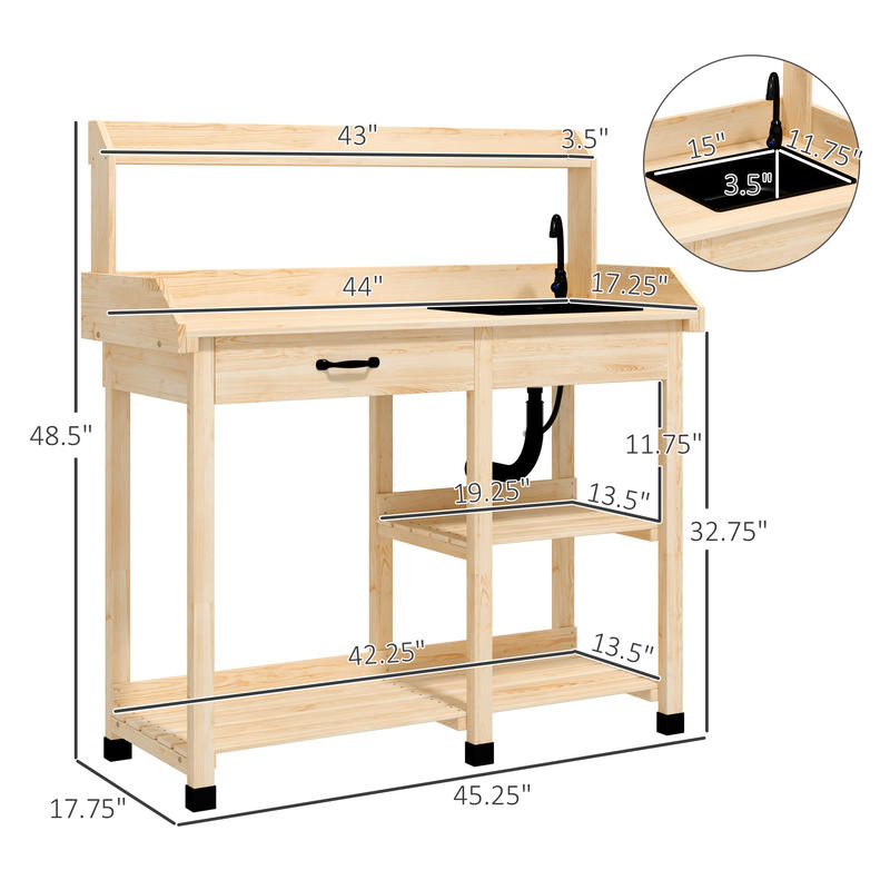 Outsunny Potting Bench Table,  - Woodworking Work Table incelemesi ve fiyatı