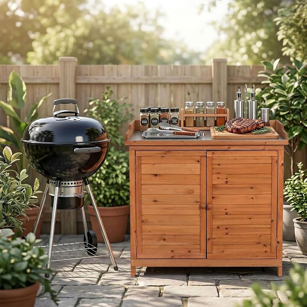 Outdoor Patio Wood Storage Cab - Woodworking Work Table incelemesi ve fiyatı