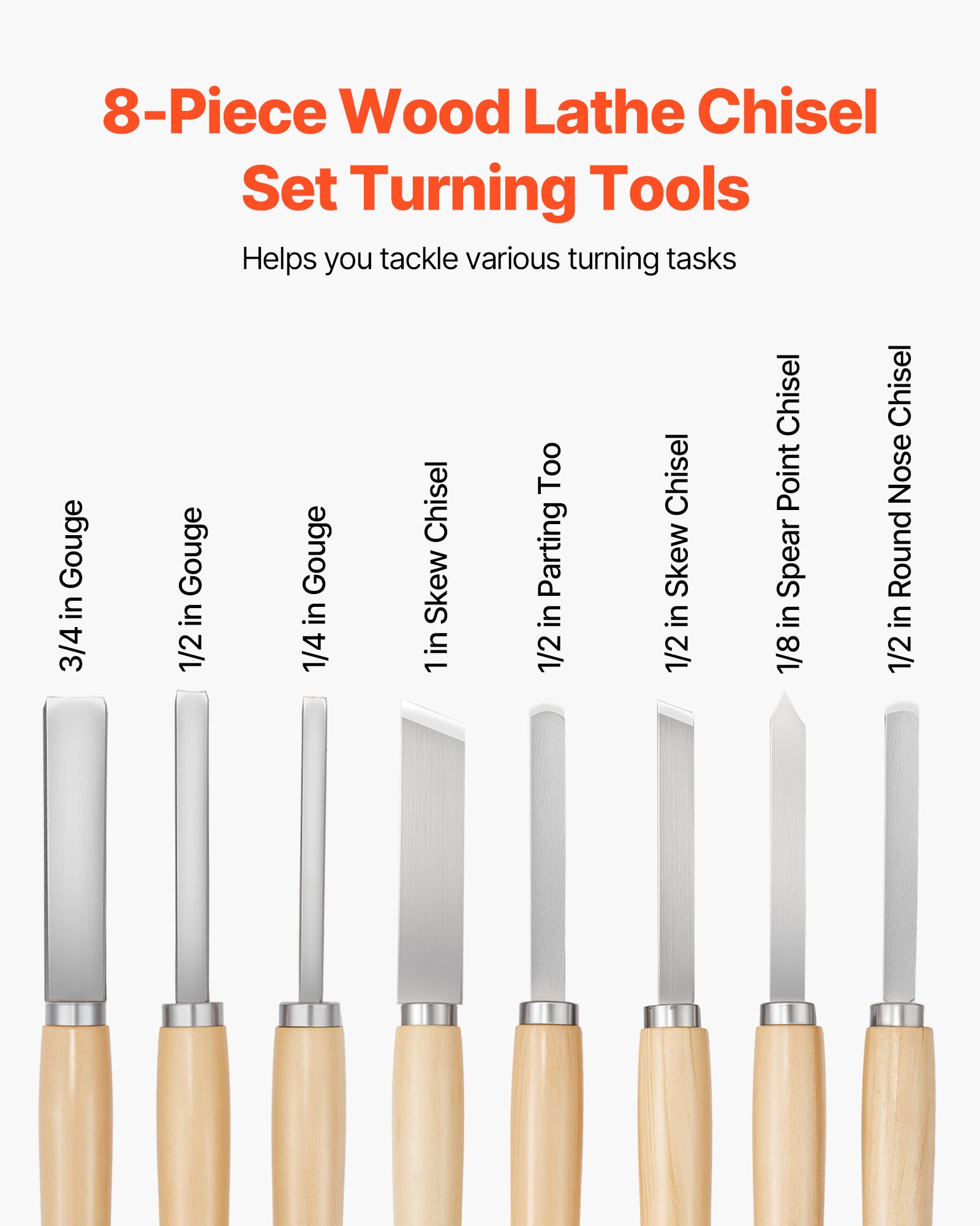 Wood Lathe Turning Tool Set, 8 - Skew Chisel Wood incelemesi ve fiyatı