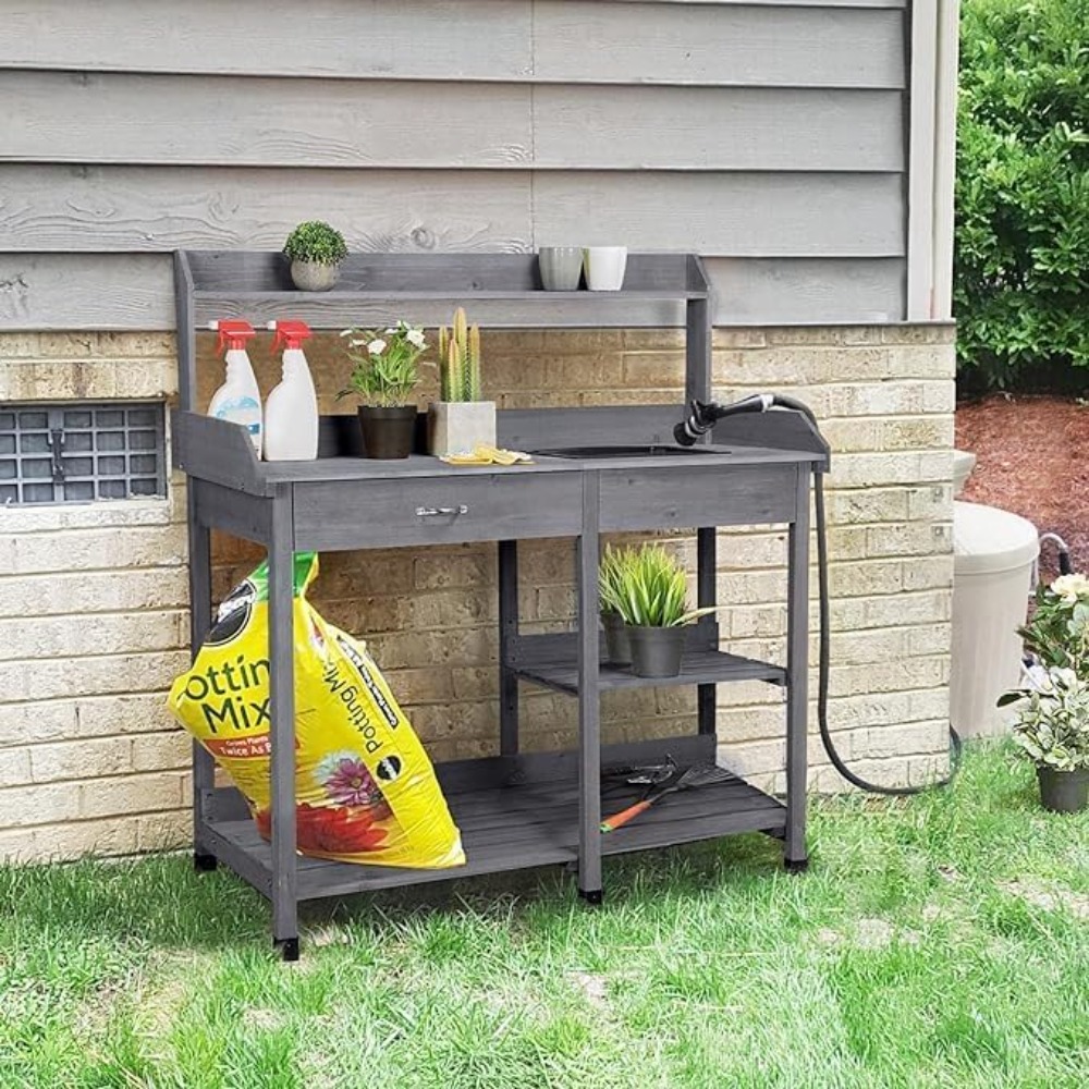 Potting Bench Table Patio Outd - Woodworking Work Table incelemesi ve fiyatı