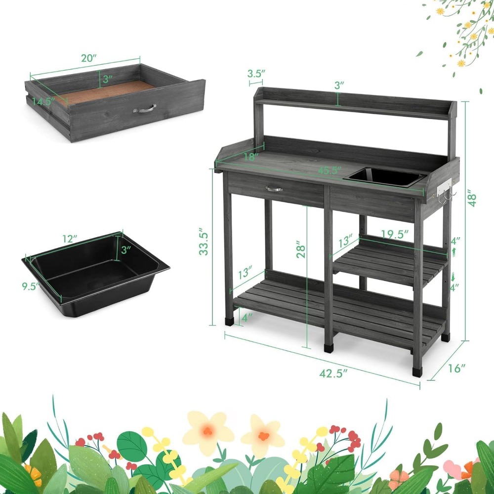 Potting Bench Table Patio Outd - Woodworking Work Table incelemesi ve fiyatı