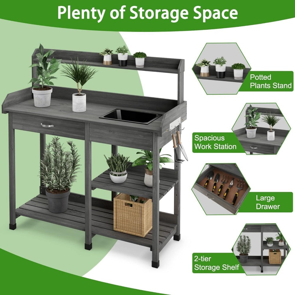 Potting Bench Table Patio Outd - Woodworking Work Table incelemesi ve fiyatı