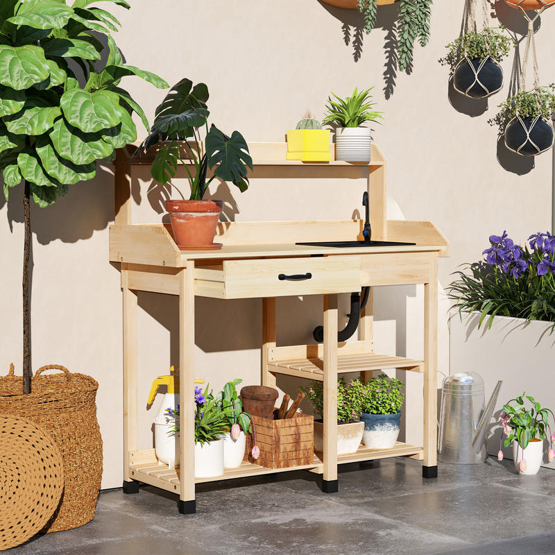 Potting Bench Table, Outdoor G - Woodworking Work Table incelemesi ve fiyatı